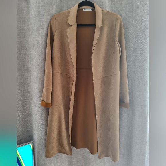 Zara Jackets & Blazers - Ladies Brown suedette knee length duster coat. Size XS. Zara